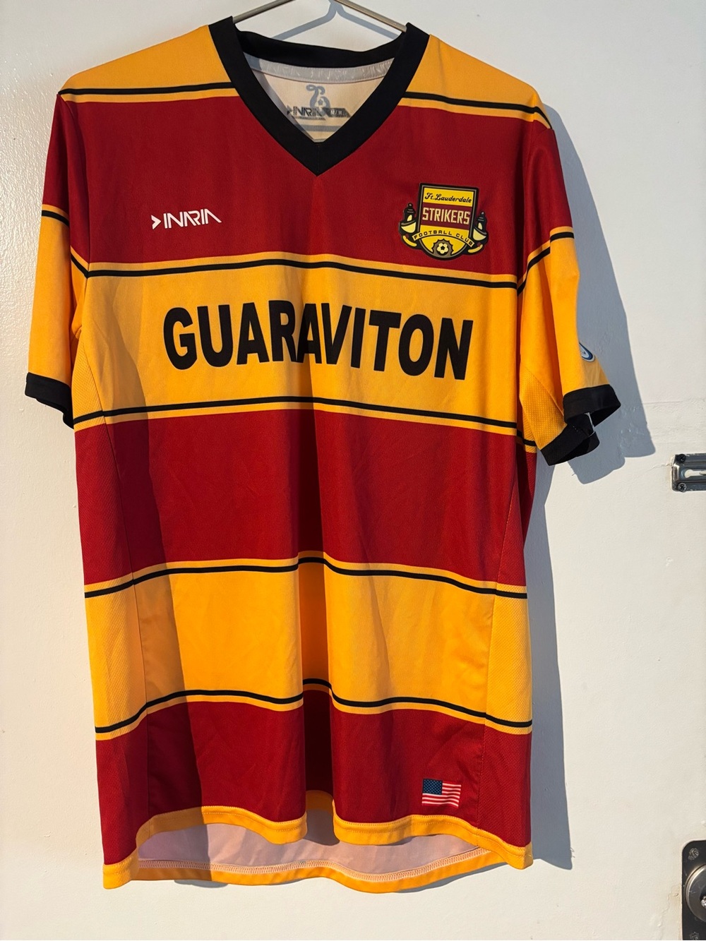 Ft Lauderdale Strikers Soccer Jersey Guaraviton Red Yellow Men’s M